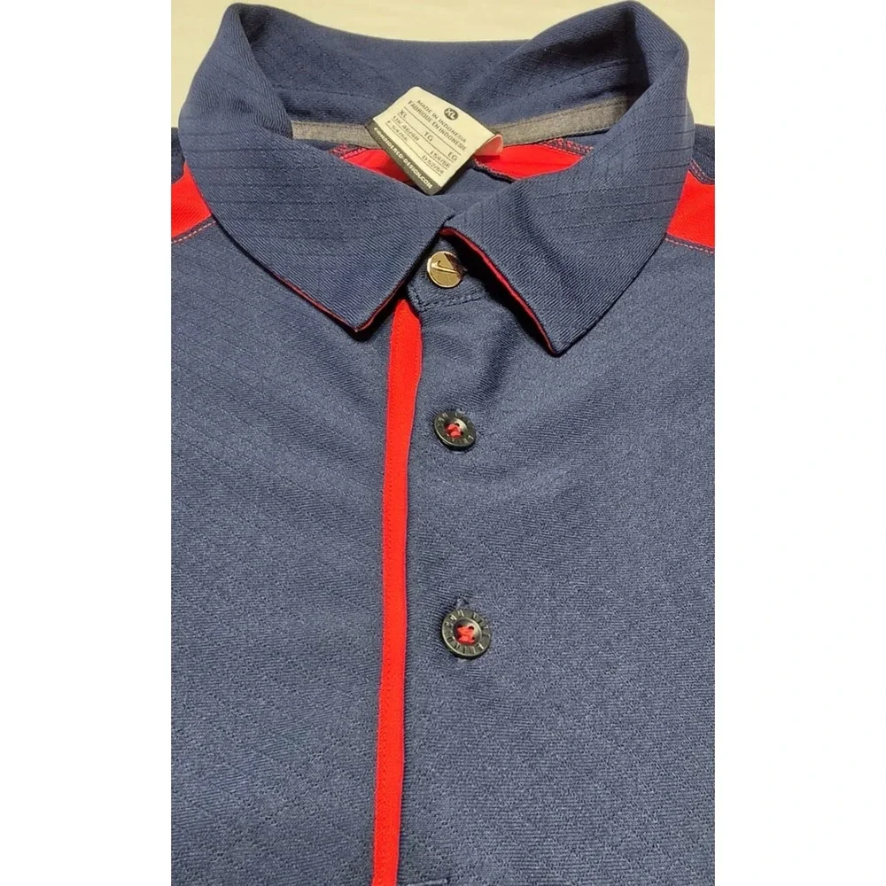 Ole Miss Rebels Nike Dri Fit Polo Shirt Men's Size XL  Blue & Red Football/Golf